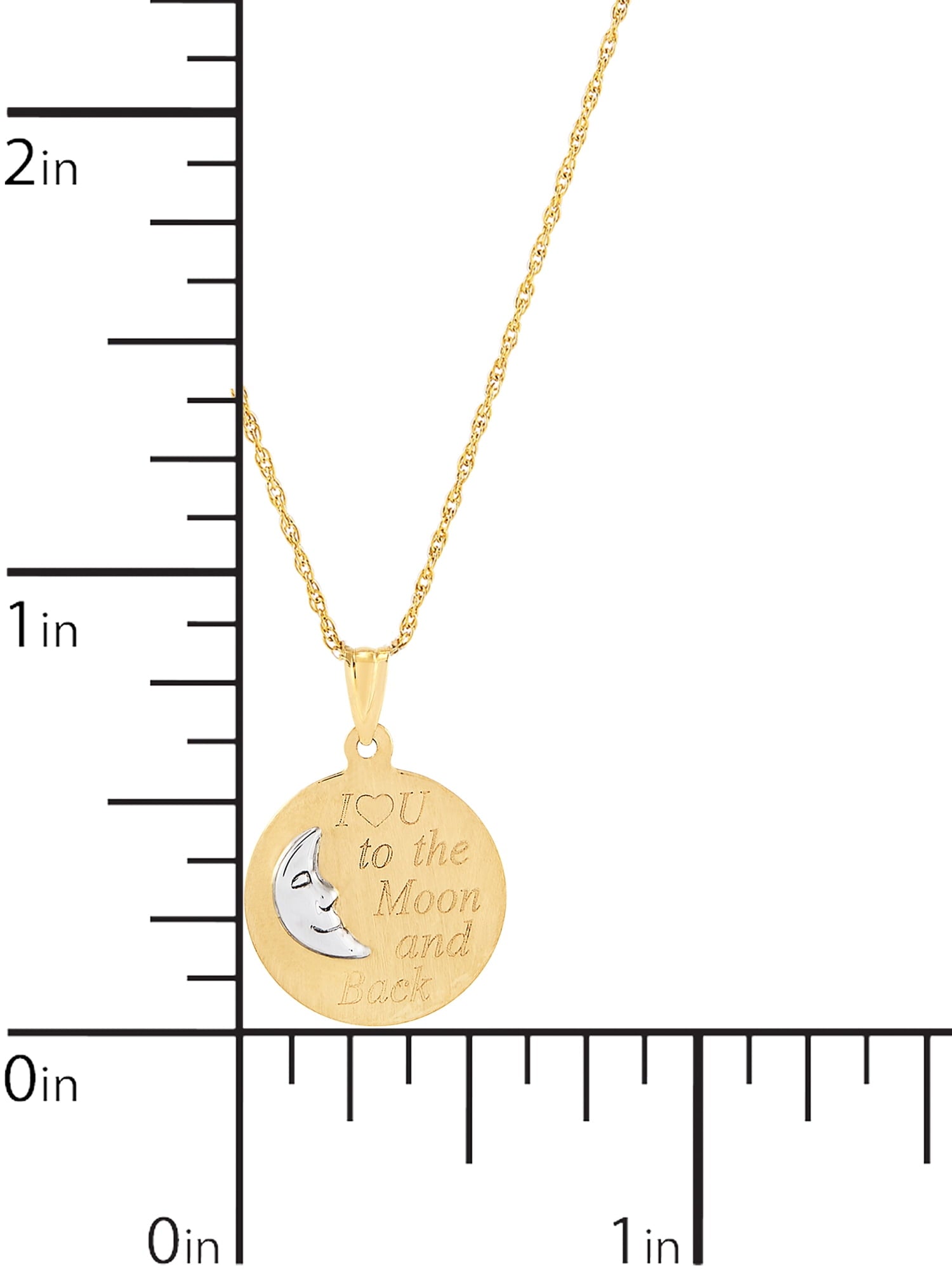 Brilliance Fine Jewelry 10K Gold Round Moon Disk with "I Love You To The Moon and Back" Pendant on 18" Gold Filled Chain