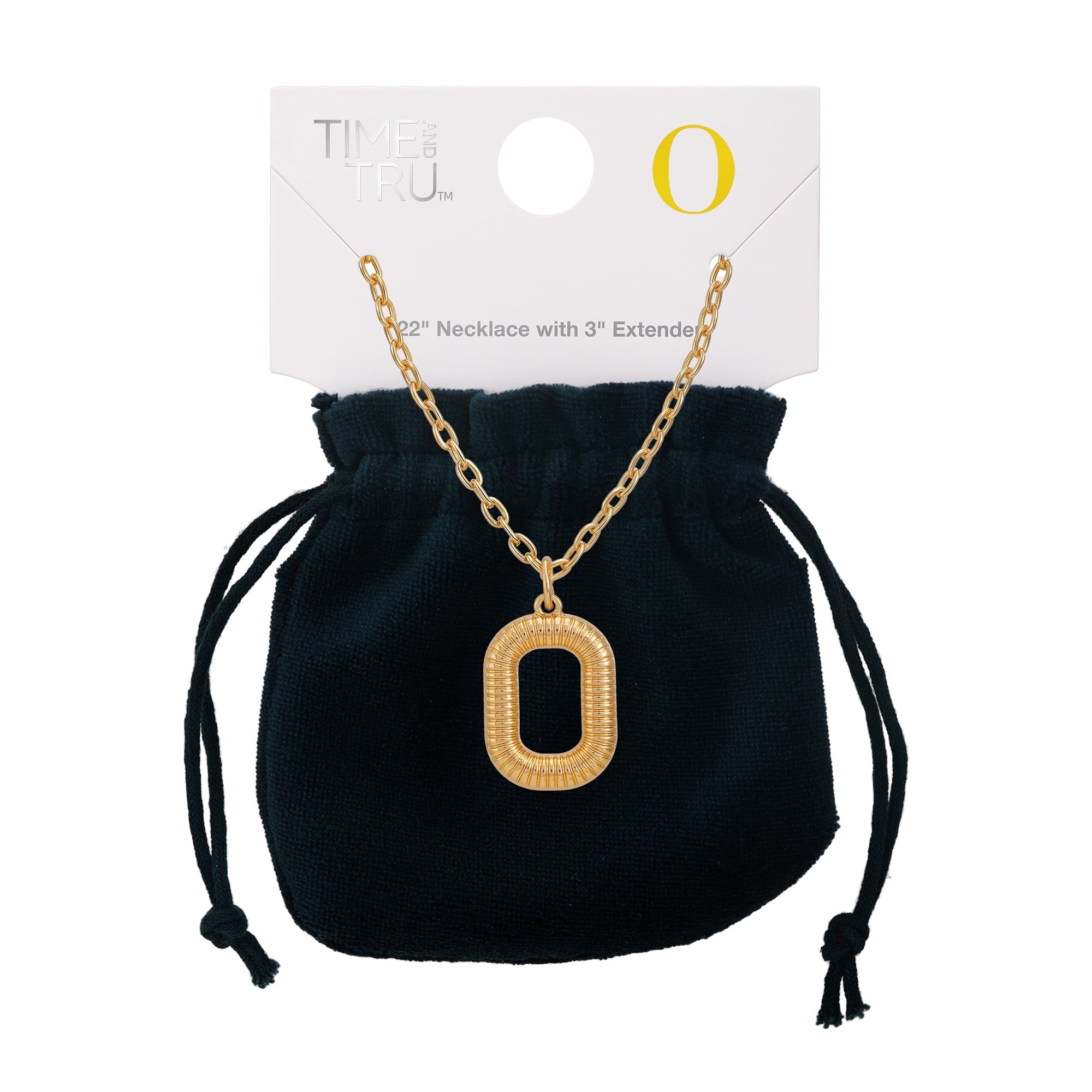 Time and Tru Women's Goldtone Initial O Necklace with Giftable Pouch