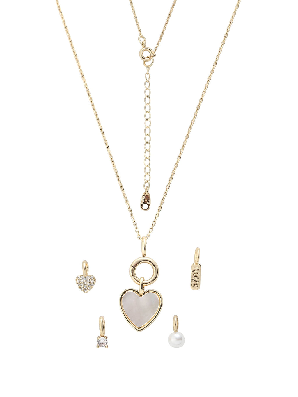 Believe by Brilliance Women's Charm Necklace with Mother of Pearl in 14KT Gold Flash Plated Brass