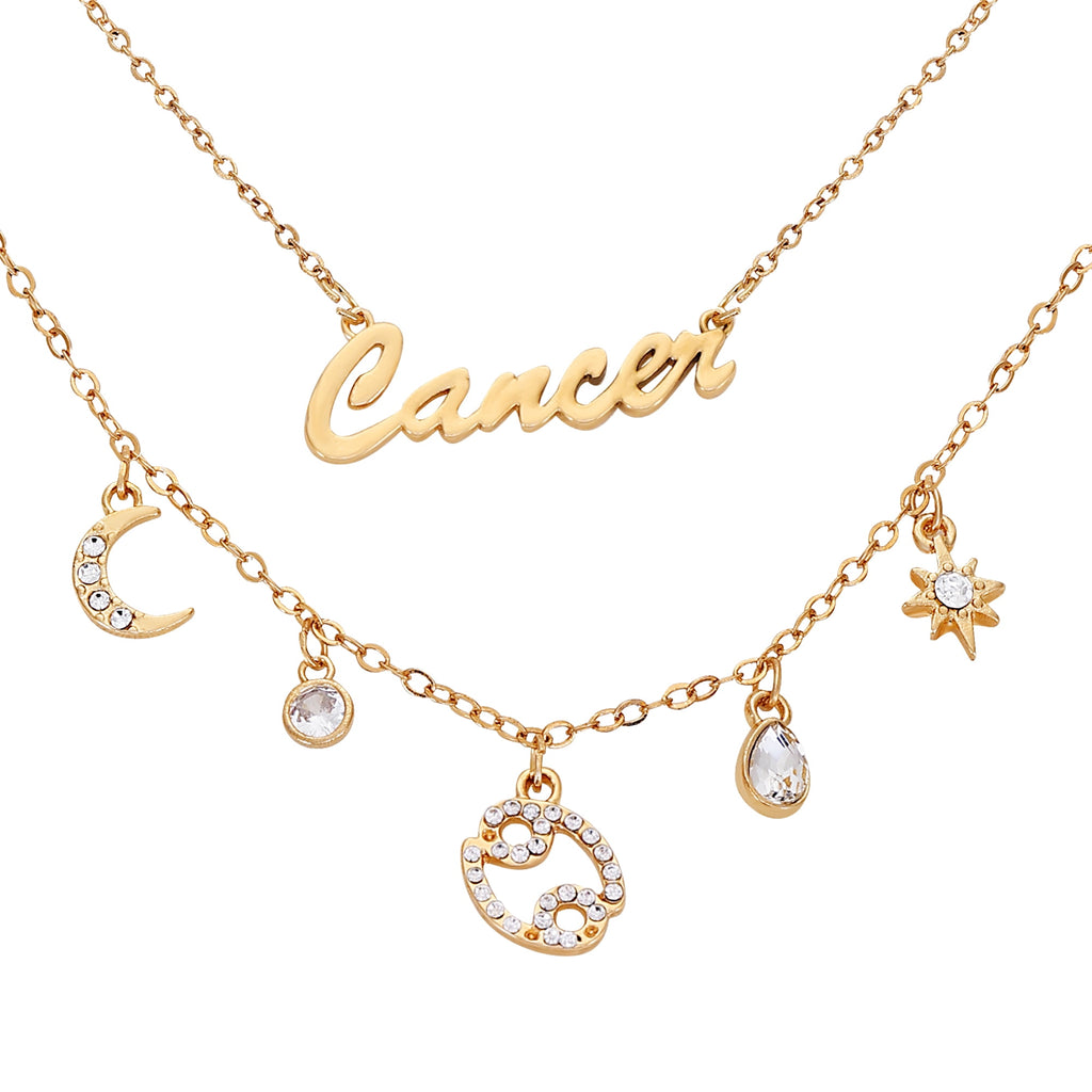 Time and Tru Women's Gold-Tone Layered Cancer Zodiac Charm Necklace.