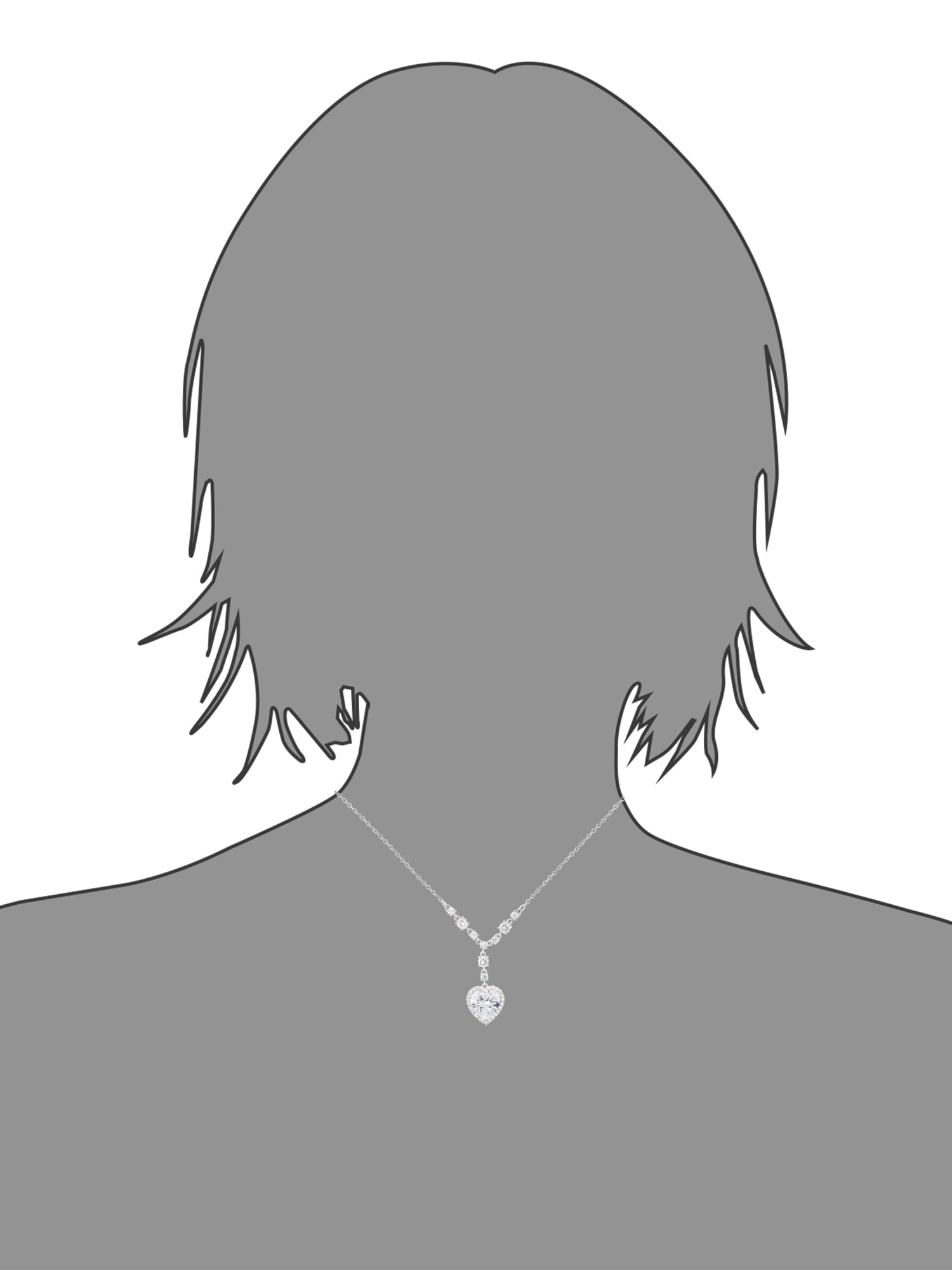 Believe by Brilliance- Women's Silver Plated Cubic Zirconia Heart Pendant Necklace, 18"