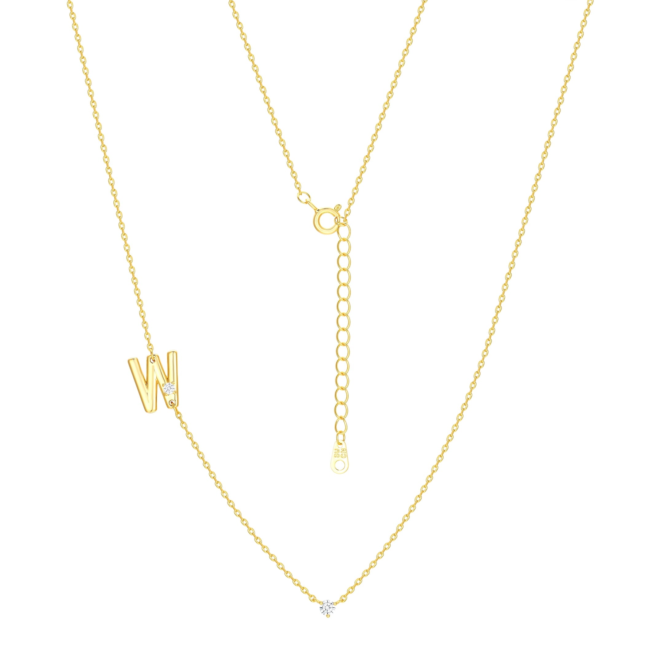 Believe by Brilliance W Triple Chain Initial Necklace Set in 14KT Gold Flash Plated Brass