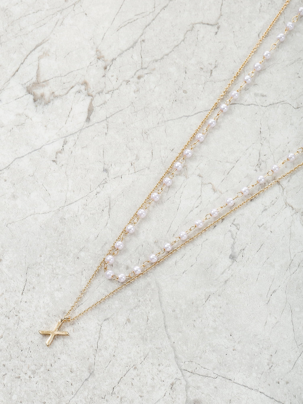 Time and Tru Goldtone Initial Letter Necklace Set, 2 Pieces, Letter X