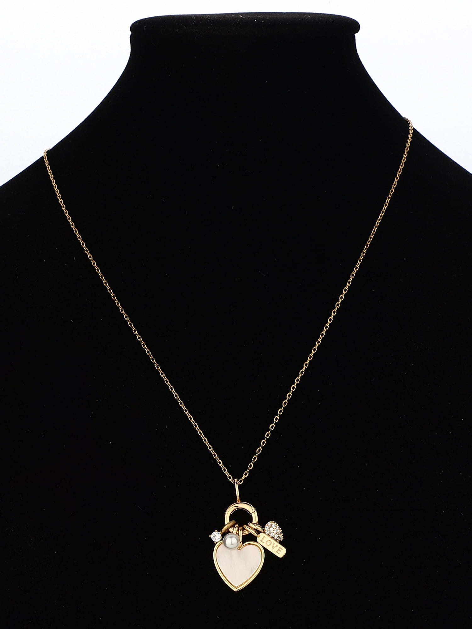 Believe by Brilliance Women's Charm Necklace with Mother of Pearl in 14KT Gold Flash Plated Brass