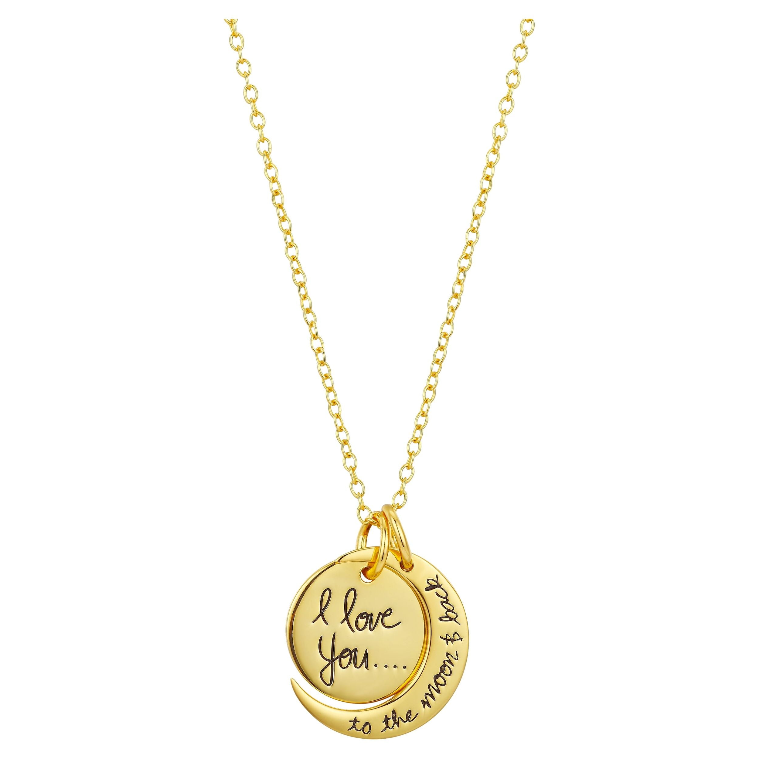 Believe by Brilliance Women's Gold Plated "I Love You to the Moon & Back" Necklace
