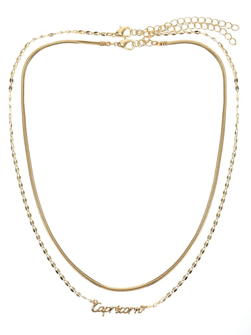 Time and Tru Goldtone Zodiac Necklace Set for Women, 2 Piece Set