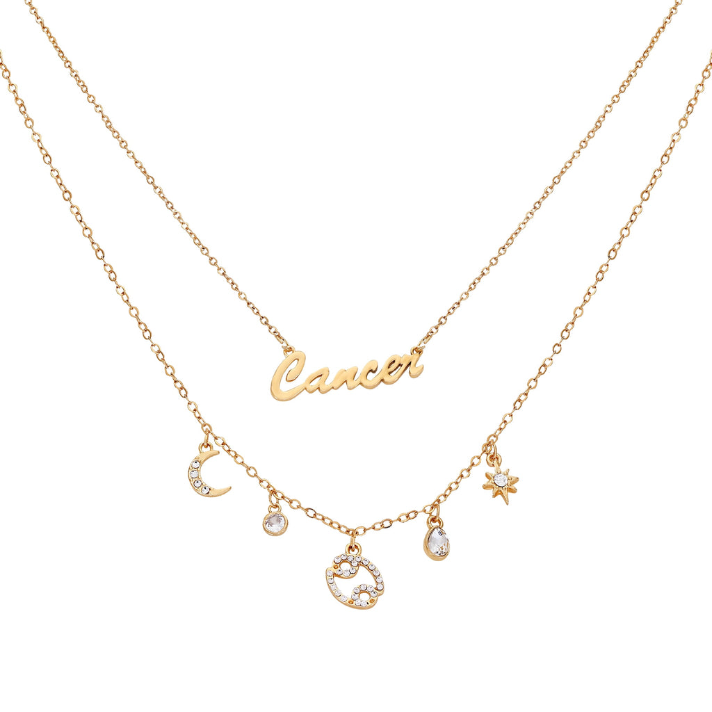 Time and Tru Women's Gold-Tone Layered Cancer Zodiac Charm Necklace.