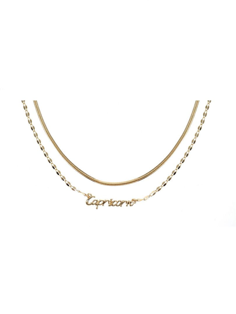 Time and Tru Goldtone Zodiac Necklace Set for Women, 2 Piece Set